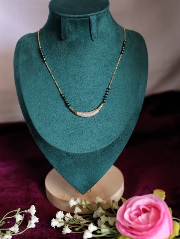 minimal gold finish curved pendant mangalsutra