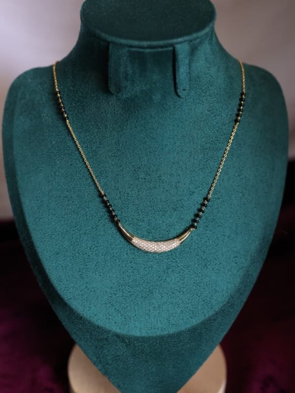 minimal gold finish curved pendant mangalsutra