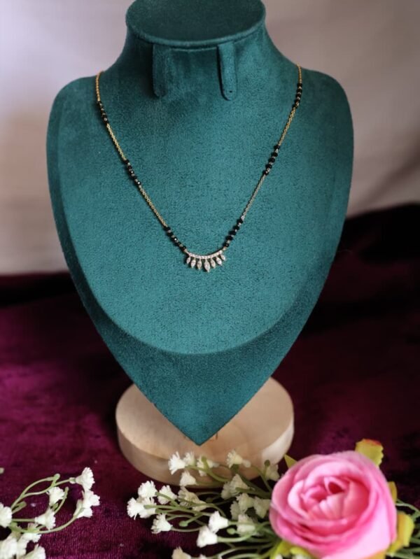 gold plated mangalsutra with diamond look drop pendant