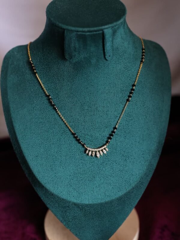 gold plated mangalsutra with diamond look drop pendant