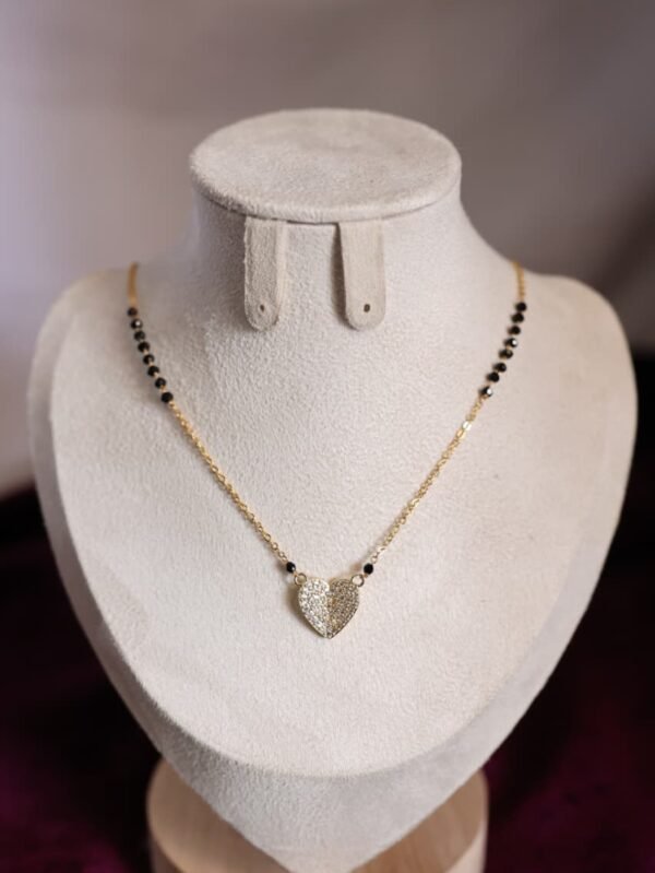elegant heart shape ad diamond mangalsutra necklace