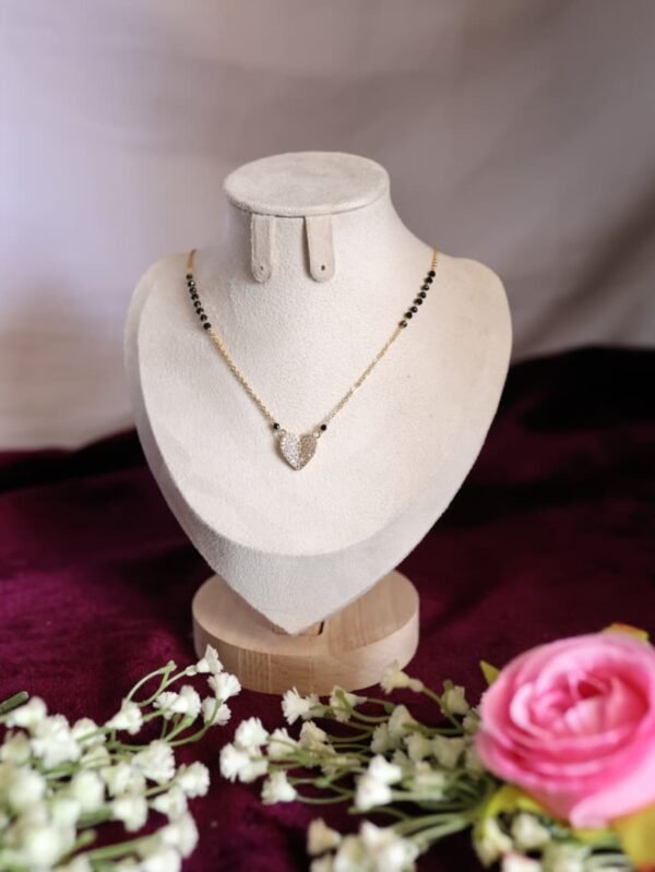 elegant heart shape ad diamond mangalsutra necklace