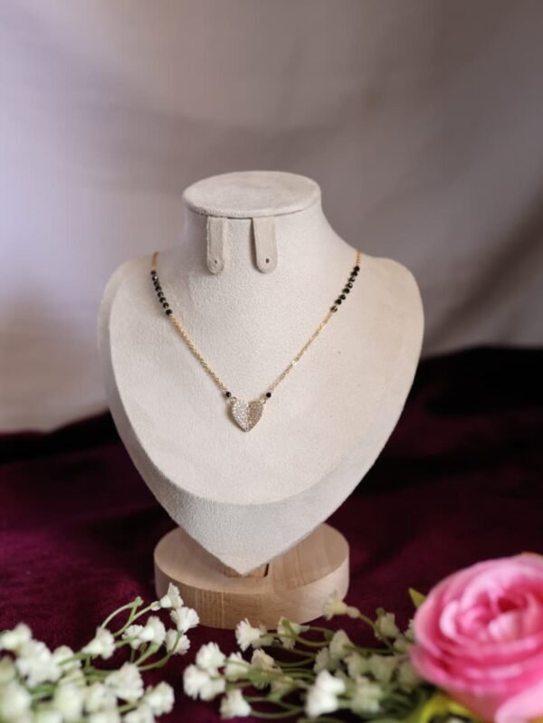 elegant heart shape ad diamond mangalsutra necklace