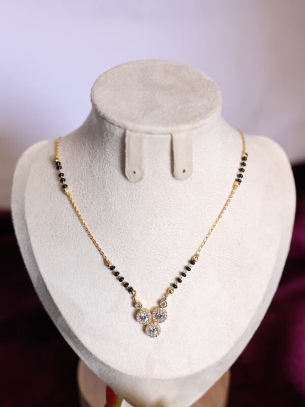 elegant ad diamond mangalsutra necklace with triple pendant