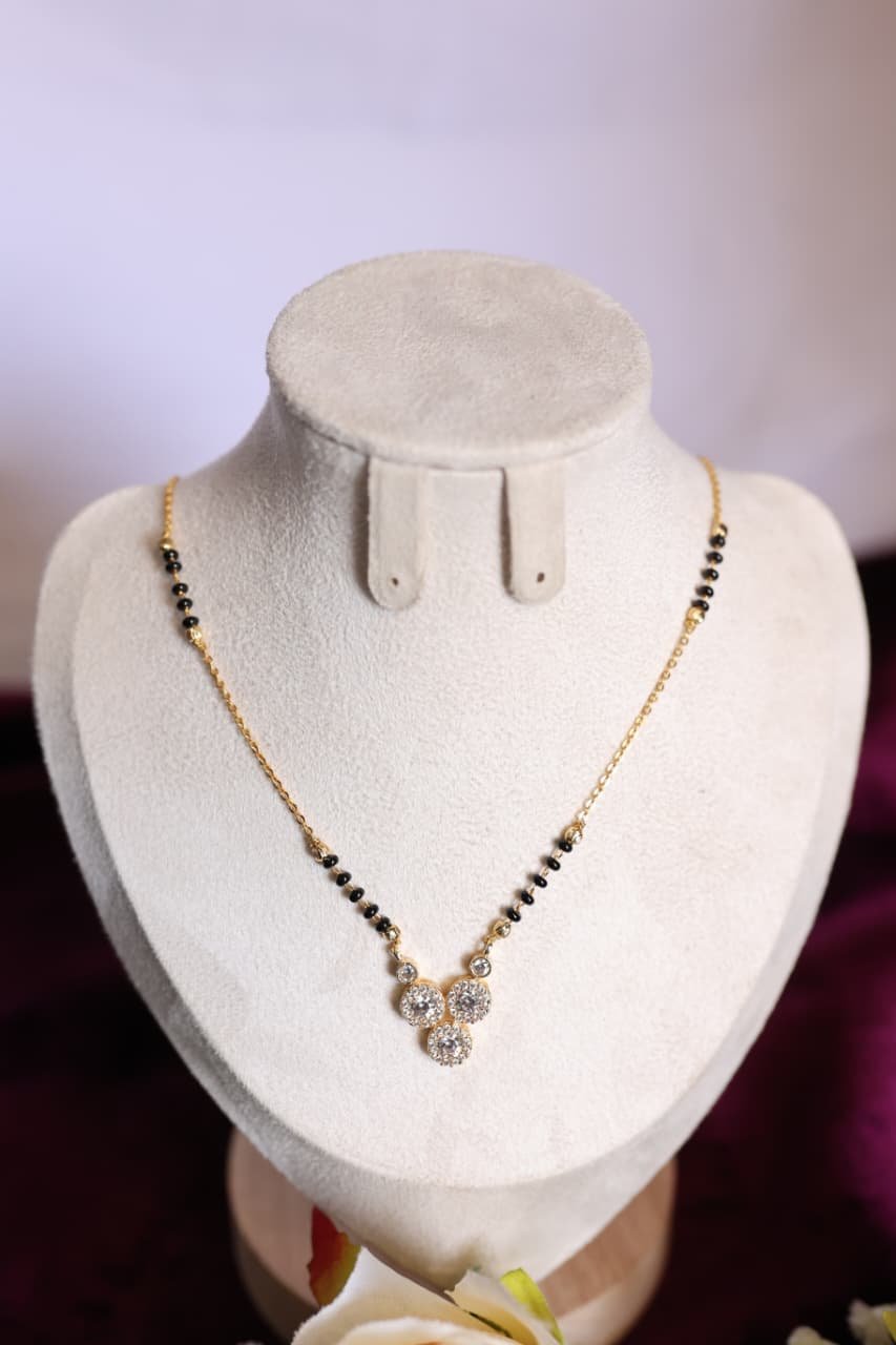 elegant ad diamond mangalsutra necklace with triple pendant elegant ad diamond mangalsutra necklace with triple pendant