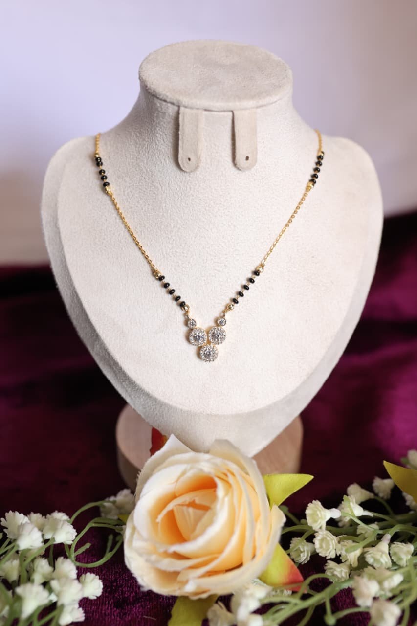 elegant ad diamond mangalsutra necklace with triple pendant elegant ad diamond mangalsutra necklace with triple pendant