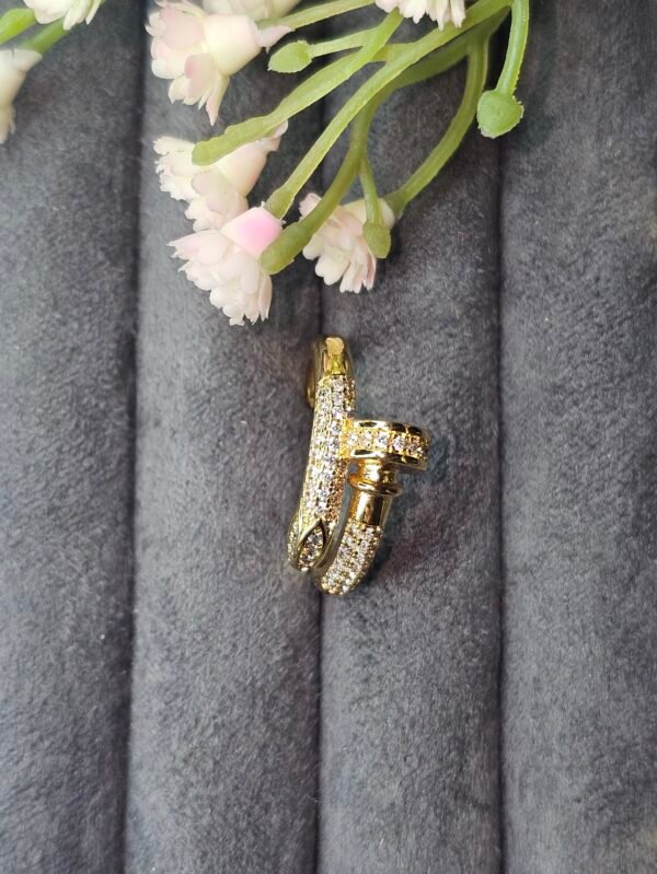 crystal paved nail motif bracelet & ring set