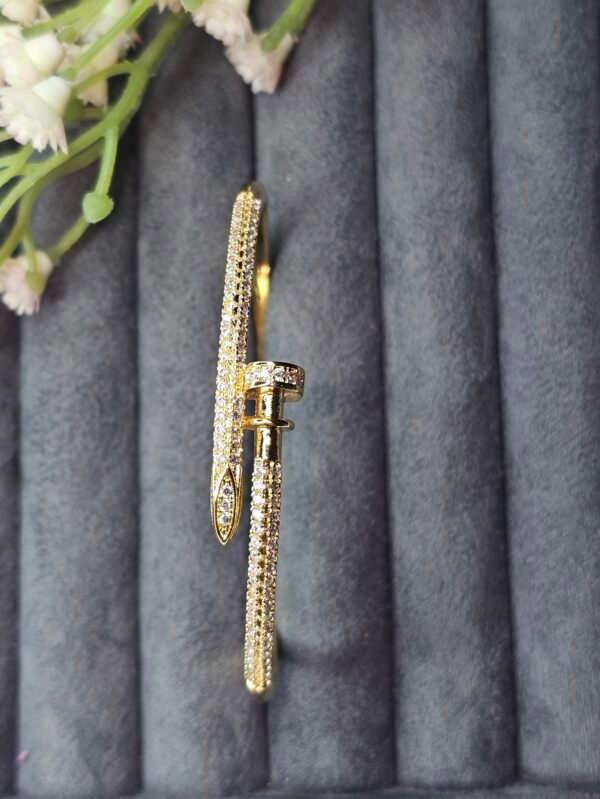 crystal paved nail motif bracelet & ring set
