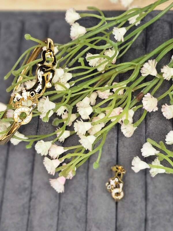 golden leopard & crystal ring motif anti tarnish bracelet & ring combo