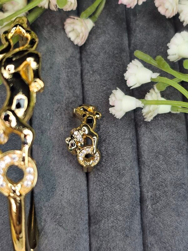 golden leopard & crystal ring motif anti tarnish bracelet & ring combo