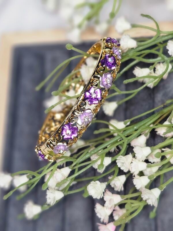golden purple bloom filigree bracelet