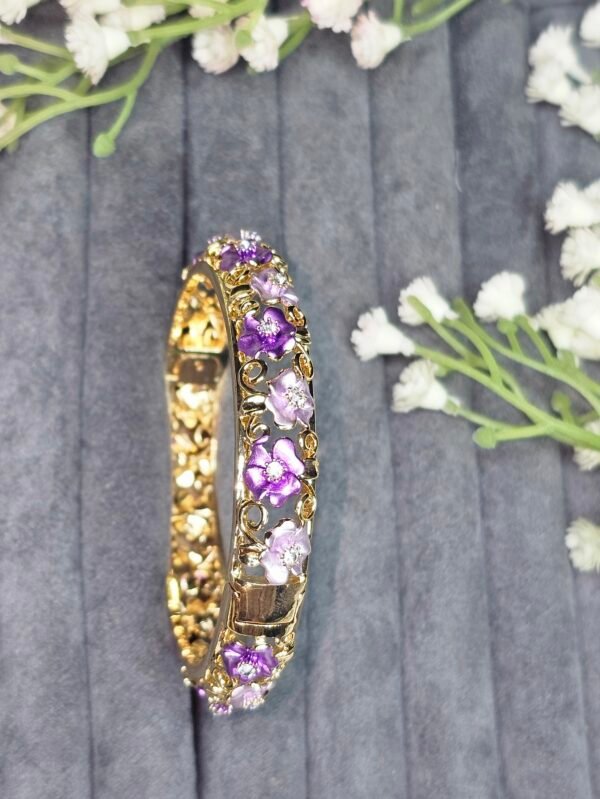 Golden Purple Bloom Filigree Bracelet