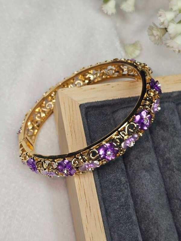 golden purple bloom filigree bracelet