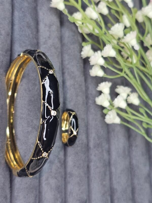 midnight onyx & gold quilted bracelet & ring combo