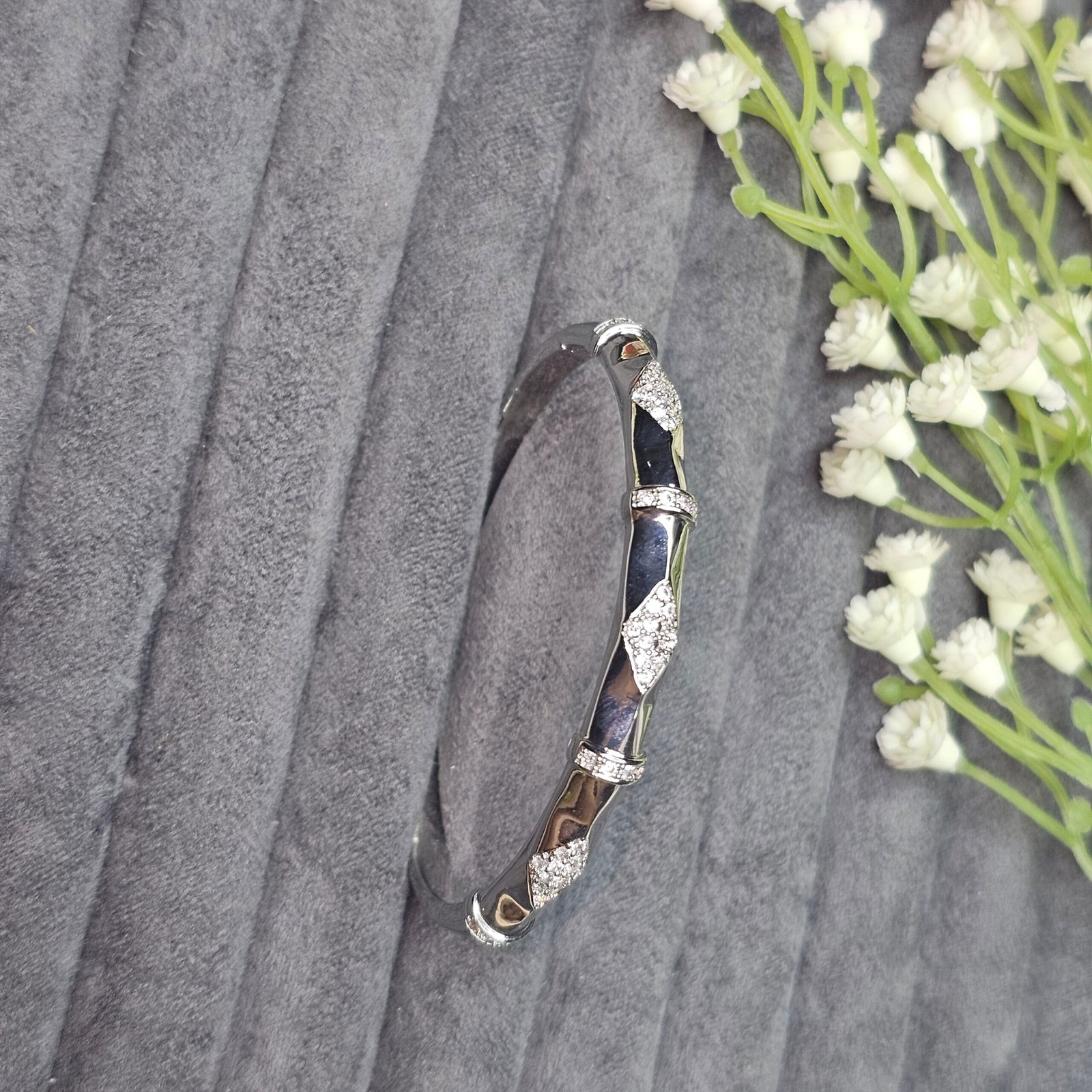 silver rhombus crystal encrusted bracelet silver rhombus crystal encrusted bracelet