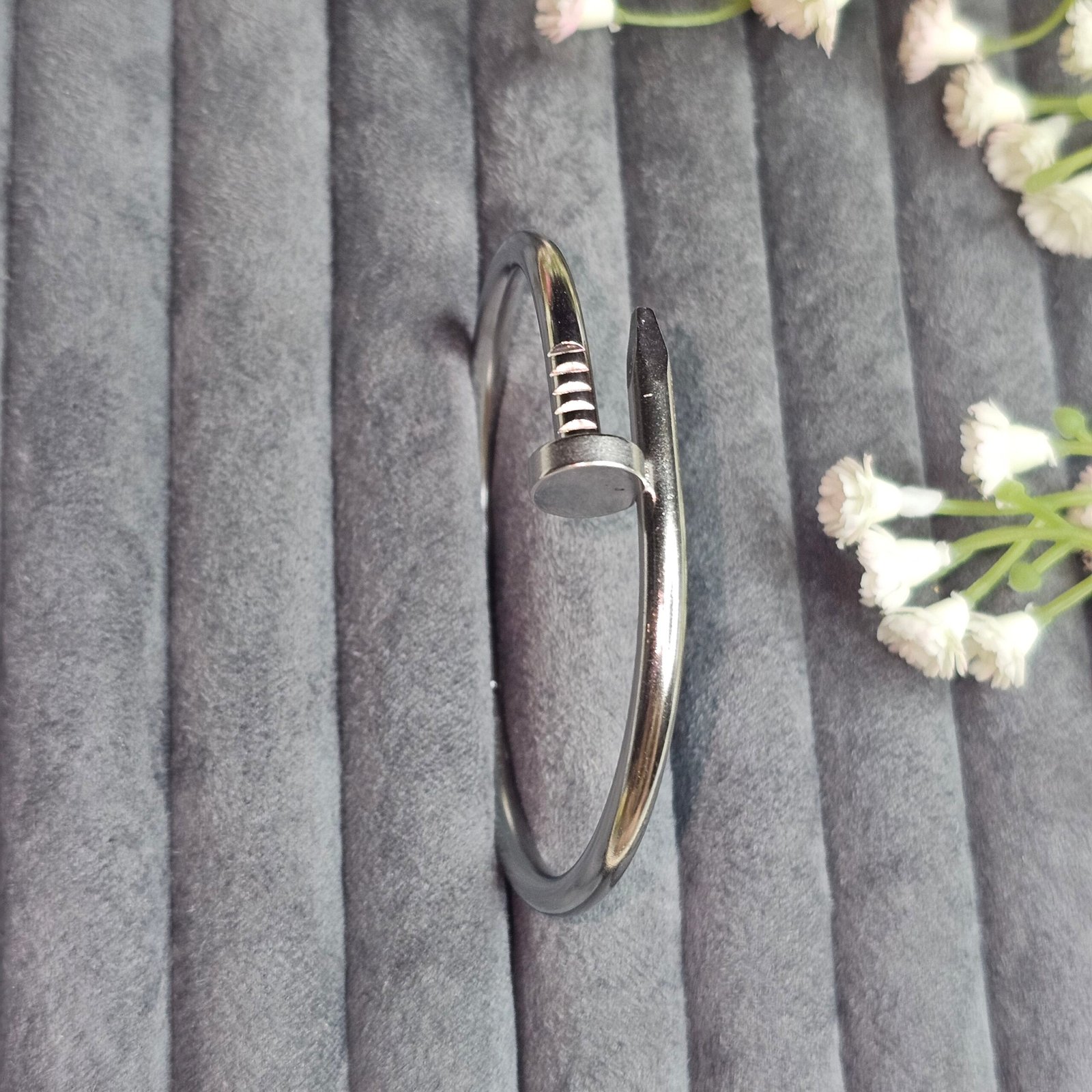 modern industrial silver tone nail bracelet modern industrial silver tone nail bracelet