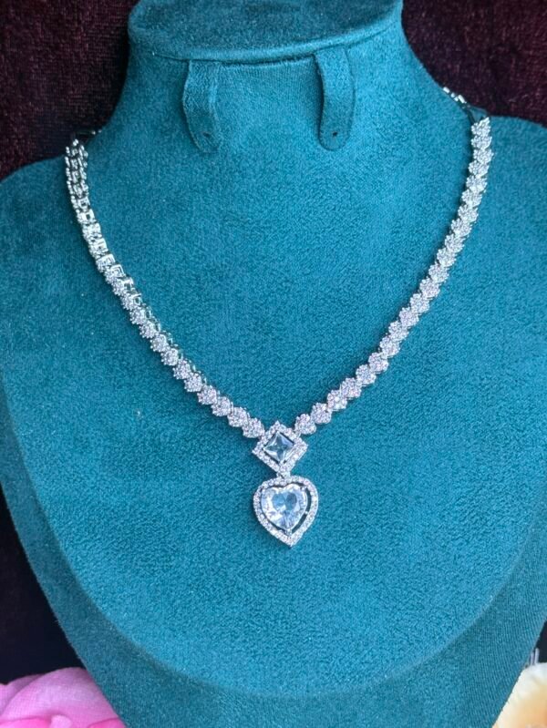elegant heart crystal a.d. necklace set